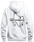 White hoodie with black TX logo
