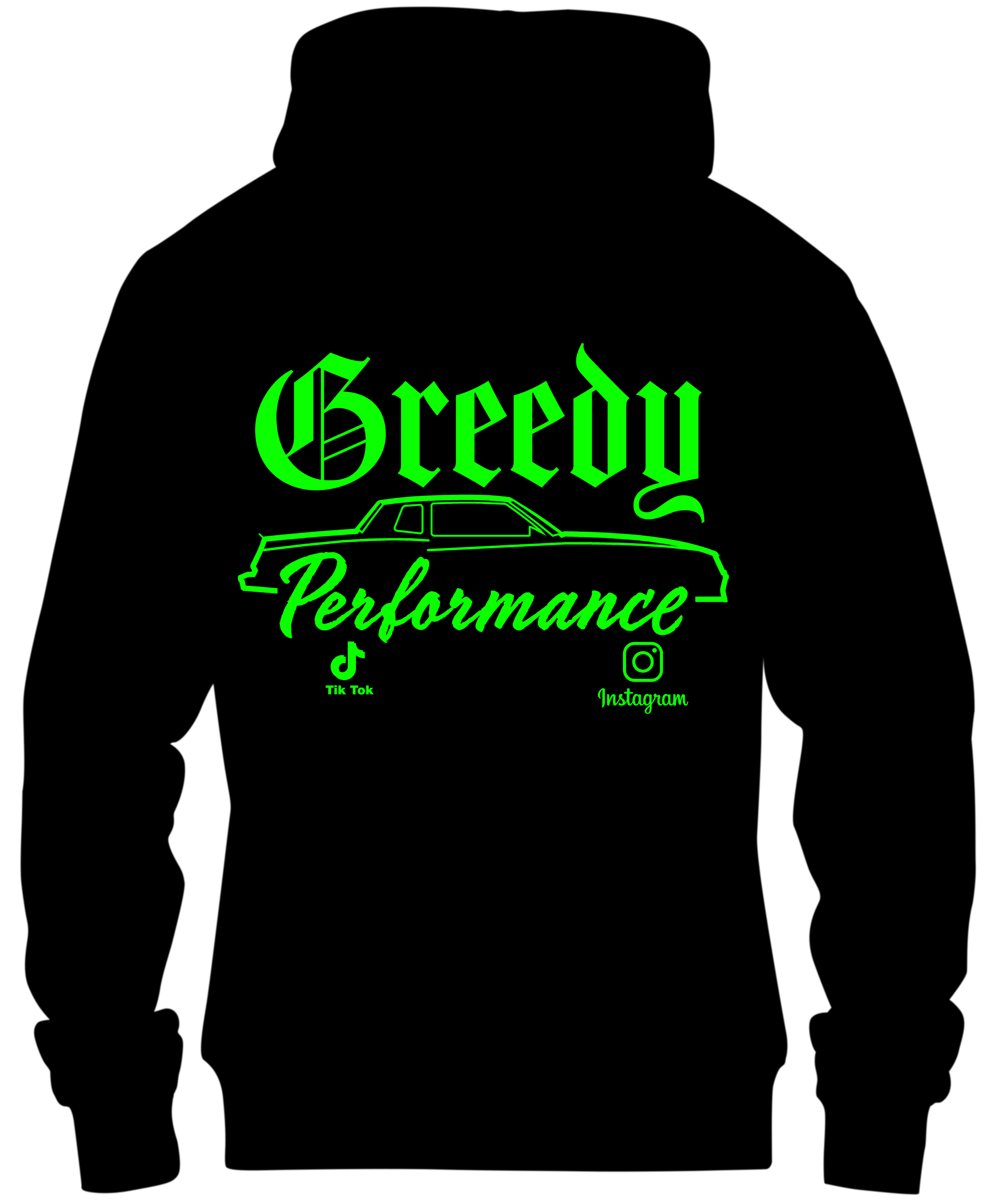 Black hoodie with green MC logo