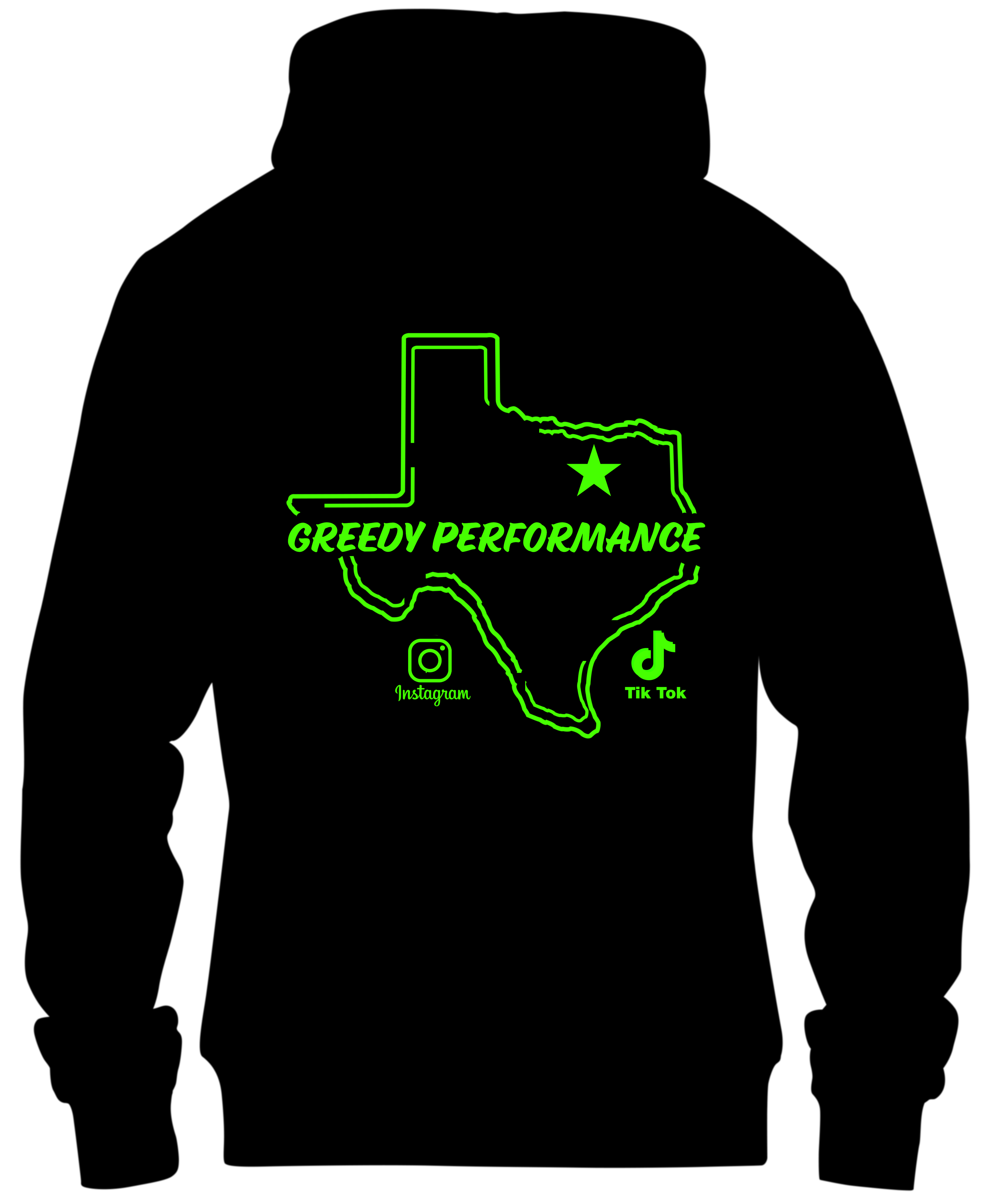 Black hoodie with green TX logo