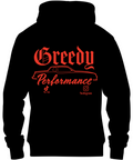 Black hoodie with red MC logo